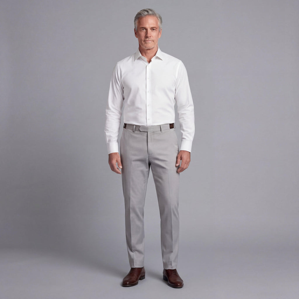 Northfords non-iron trousers waistband and belt loop detail