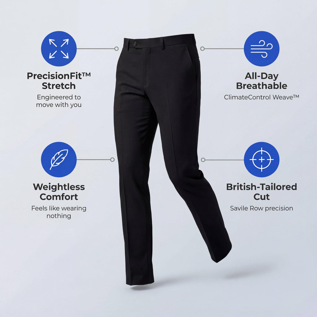 Northfords PrecisionFit wrinkle-free trousers front view